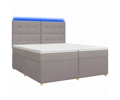 Spyruoklinė lova su čiužiniu Taupe 200 x 200 cm Audinys