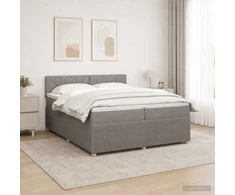 Spyruoklinė lova su čiužiniu Taupe 200 x 200 cm Audinys