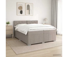 Spyruoklinė lova su čiužiniu Taupe 200 x 200 cm Audinys