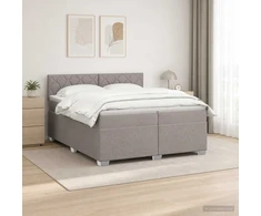 Spyruoklinė lova su čiužiniu Taupe 200 x 200 cm Audinys