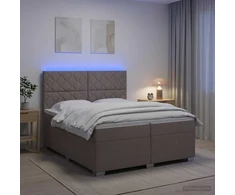 Spyruoklinė lova su čiužiniu Taupe 200 x 200 cm Audinys