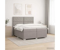 Spyruoklinė lova su čiužiniu Taupe 200 x 200 cm Audinys