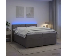 Spyruoklinė lova su čiužiniu Taupe 200 x 200 cm Audinys