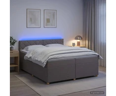 Spyruoklinė lova su čiužiniu Taupe 200 x 200 cm Audinys