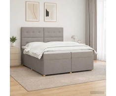Spyruoklinė lova su čiužiniu Taupe 200 x 200 cm Audinys