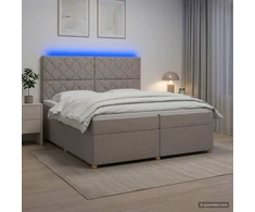 Spyruoklinė lova su čiužiniu Taupe 200 x 200 cm Audinys
