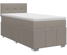 Spyruoklinė lova su čiužiniu Taupe 90 x 200 cm Audinys