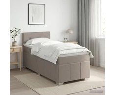 Spyruoklinė lova su čiužiniu Taupe 90 x 200 cm Audinys