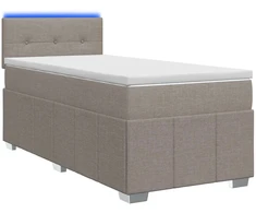 Spyruoklinė lova su čiužiniu Taupe 90 x 200 cm Audinys
