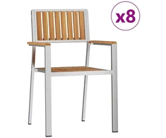 Sodo Kėdė 8 pcs Kietas teka mediena ir nerūdijančio plieno
