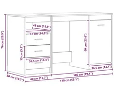 Stalas 2 pcs Juodas ąžuolas 140 x 50 x 76 cm Apdirbta mediena