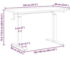 Stalas Balta ir Natūrali 120 x 60 cm Kietas ąžuolo medis