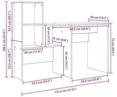 Stalas Betono pilka Apdirbta mediena 131,5 x 50 x 106,5 cm