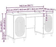 Stalas Betono pilka 142,5 x 50 x 75 cm Apdirbta mediena