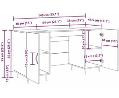 Stalas juoda ąžuolo Apdirbta mediena 140 x 50 x 75 cm