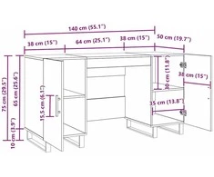 Stalas juoda ąžuolo Apdirbta mediena 140 x 50 x 75 cm