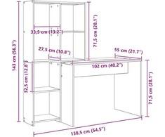 Stalas Pilkas Sonoma 138,5 x 55 x 143 cm Apdirbta mediena