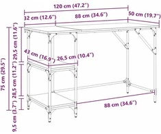 Stalas Senovinis medis 120 x 50 x 75 cm Apdirbta mediena