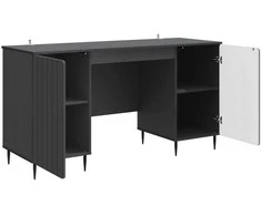 Stalas su lentyna Juoda 142,5 x 50 x 75 cm Apdirbta mediena