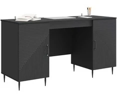 Stalas su lentyna Juoda 142,5 x 50 x 75 cm Apdirbta mediena