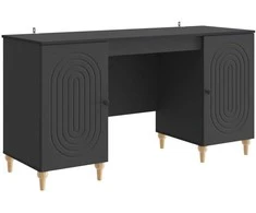 Stalas su lentyna Juoda 142,5 x 50 x 75 cm Apdirbta mediena