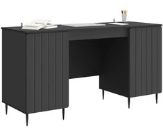 Stalas su lentyna Juoda 142,5 x 50 x 75 cm Apdirbta mediena