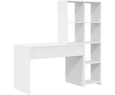 Stalas su lentyna Balta 138,5 x 55 x 143 cm Apdirbta mediena