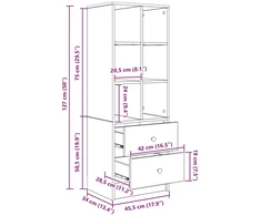 Stalas Pilkas Sonoma 145.5 x 50 x 127 cm 2 vnt.