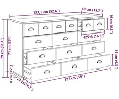 Komoda ASKIM Balta 79 x 40 x 133,5 cm Kietos pušies mediena