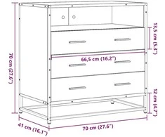 Stalčių spintelė Pilka Sonoma 70x41x70 cm Engineered Wood