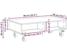 Staliukas su ratais Senas medis 90 x 50 x 30 cm