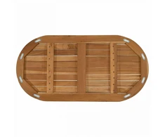 Stalo viršus 80 x 40 x 2,5 cm Ovalo Kieto teka medžio Natūrali