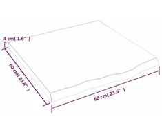 Stalviršis, 60x60x(2–4)cm, neapdorotas ąžuolo medienos masyvas