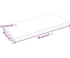 Stalviršis, 80x40x2cm, ąžuolo medienos masyvas, su gyvu kraštu