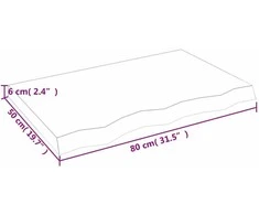 Stalviršis, 80x50x(2–6)cm, neapdorotas ąžuolo medienos masyvas