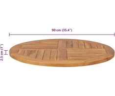 Stalviršis, 90cm, tikmedžio medienos masyvas, apskritas, 2,5cm