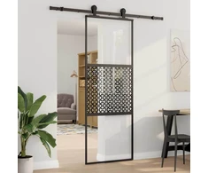 Stiklinės durys 76 x 2 x 205 cm Aliuminis Juoda