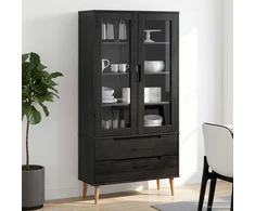 Stiklinis vitrininis kabinetas Juodas 90 x 35 x 175 cm