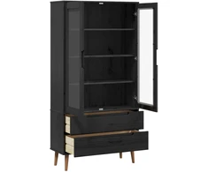 Stiklinis vitrininis kabinetas MOLDE 90 x 35 x 175 cm Juoda