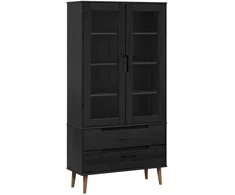 Stiklinis vitrininis kabinetas Juodas 90 x 35 x 175 cm