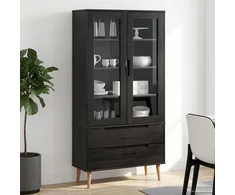 Stiklinis vitrininis kabinetas MOLDE 90 x 35 x 175 cm Juoda