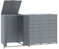Stoginė trim konteineriams, pilka, 207x79x117cm, plienas