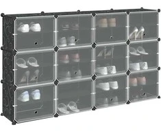 Storage Cube Organizer su 12 kubelių ir durelėmis Juodas PP