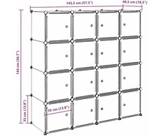 Storage Cube Organizer su 16 kubelių ir pakabinamų strypų PP