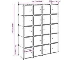 Storage Cube Organizer su 20 kubelių ir pakabinamų strypų PP