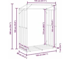 Stovas malkoms su apdangalu nuo lietaus, 150x80x200cm