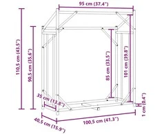 Stovas malkoms su apdangalu nuo lietaus, 100,5x40,5x110,5cm