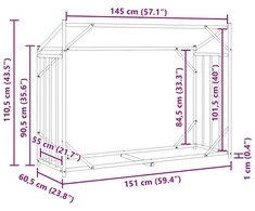 Stovas malkoms su apdangalu nuo lietaus, 151x60,5x110,5cm
