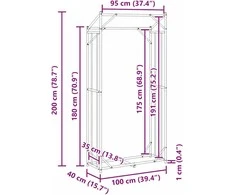 Stovas malkoms su apdangalu nuo lietaus, 100x40x200cm