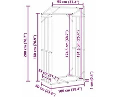 Stovas malkoms su apdangalu nuo lietaus, 100x60x200cm